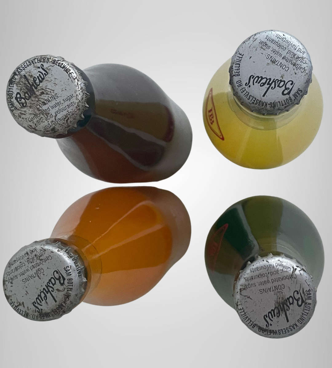 Classic Set of 4 Vintage Bashews Soft Drink Bottles