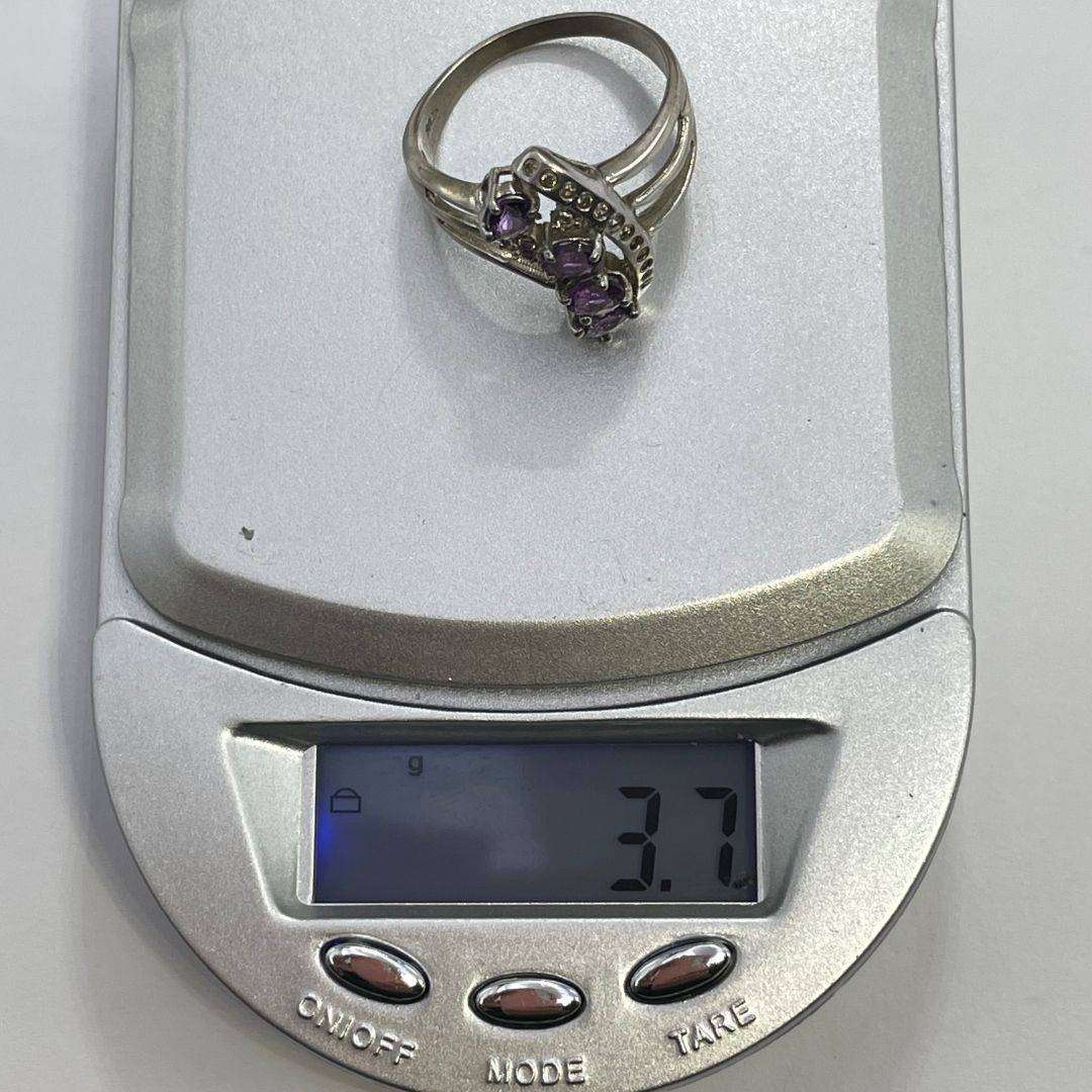 925 Sterling Silver Amethyst Color Cocktail Ring Size R - 3.7g