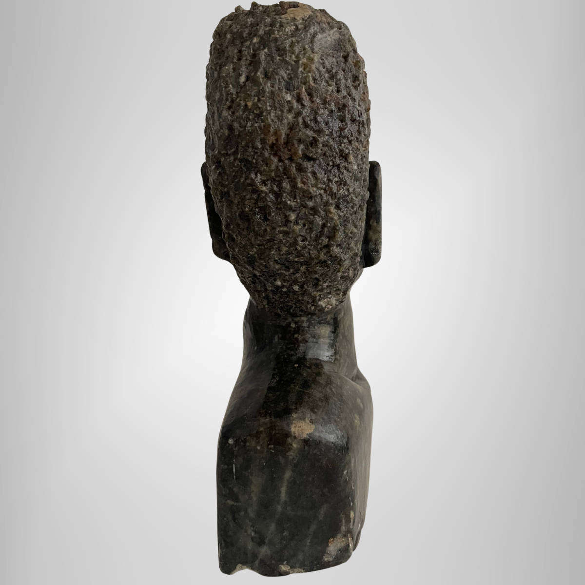 Vintage African Soapstone Bust  21.5 cm  Hand-Carved Male Figure  Heavy yet Slim Design  Ideal B