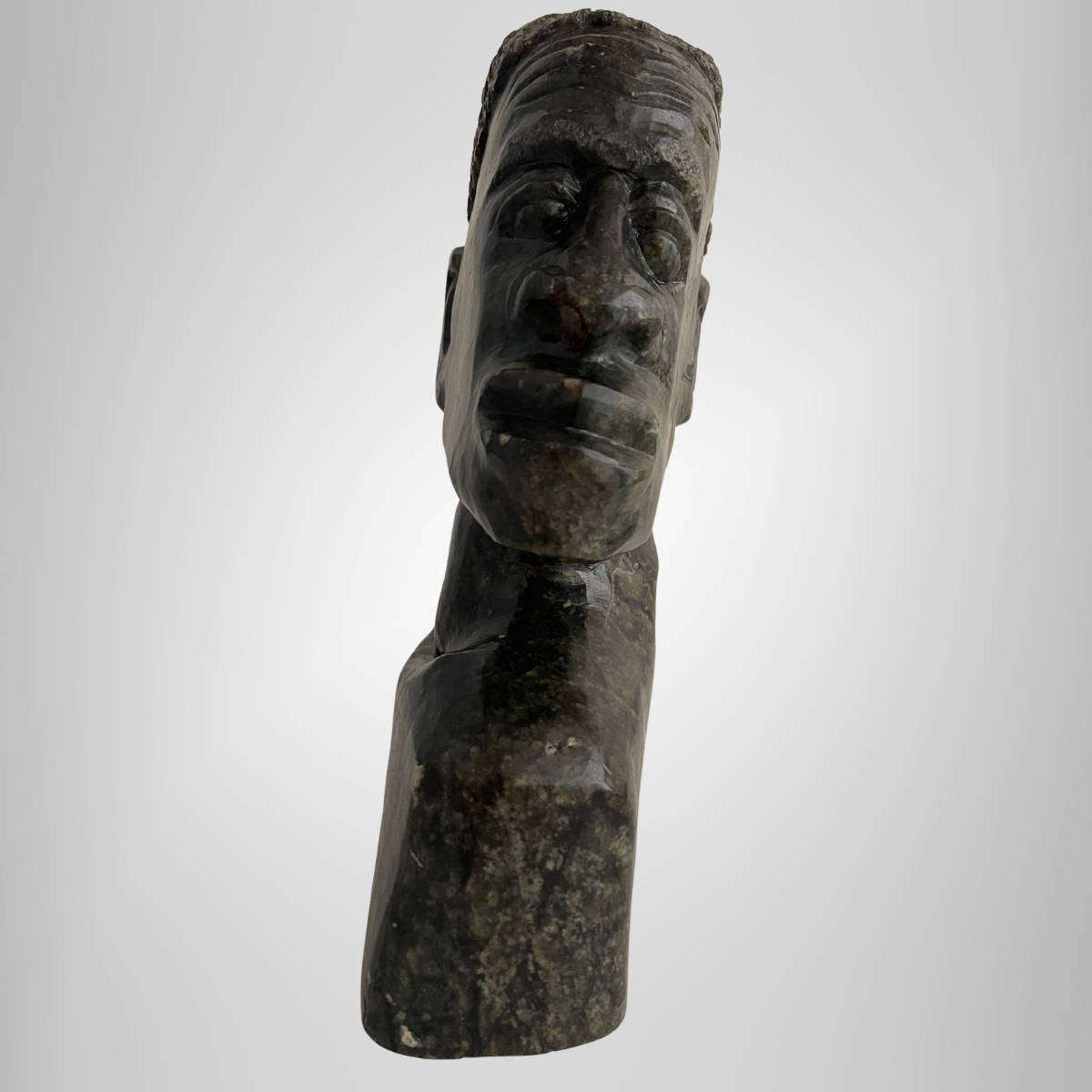Vintage African Soapstone Bust  21.5 cm  Hand-Carved Male Figure  Heavy yet Slim Design  Ideal B