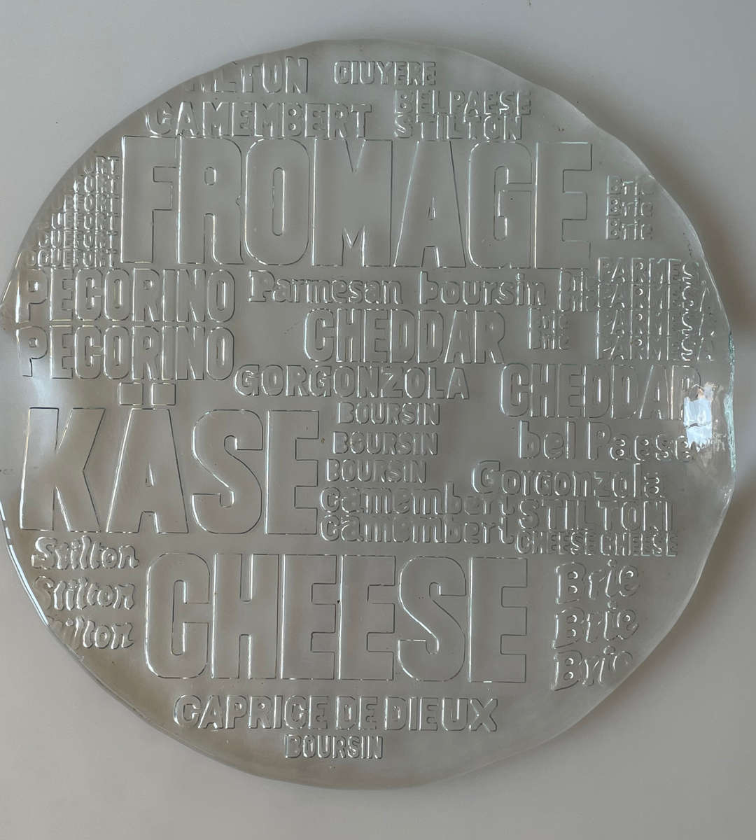 Pair of Vintage Clear Pressed Glass Fromage Cheese Platters | Mid-Century Style | No Chips or Cracks