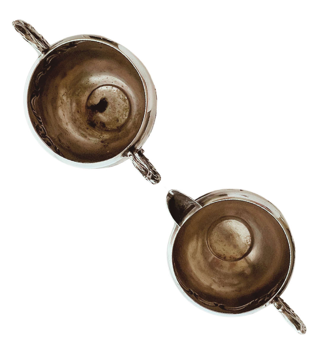 Em ess Silver Plated Sugar and Creamer Set - Embossed Acanthus Leaf Design, Elegant Two-Piece Ensemb