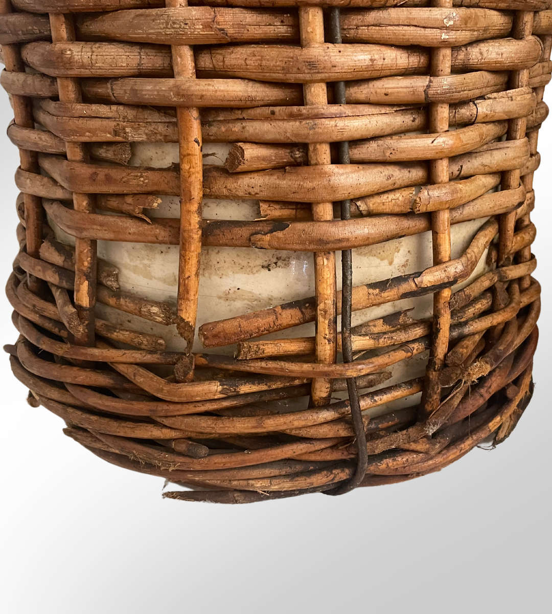 Reduced - Rare 50cm Govancroft Stoneware Bottle in Wicker Basket - M. Vaughan & Co. Ltd, Durban