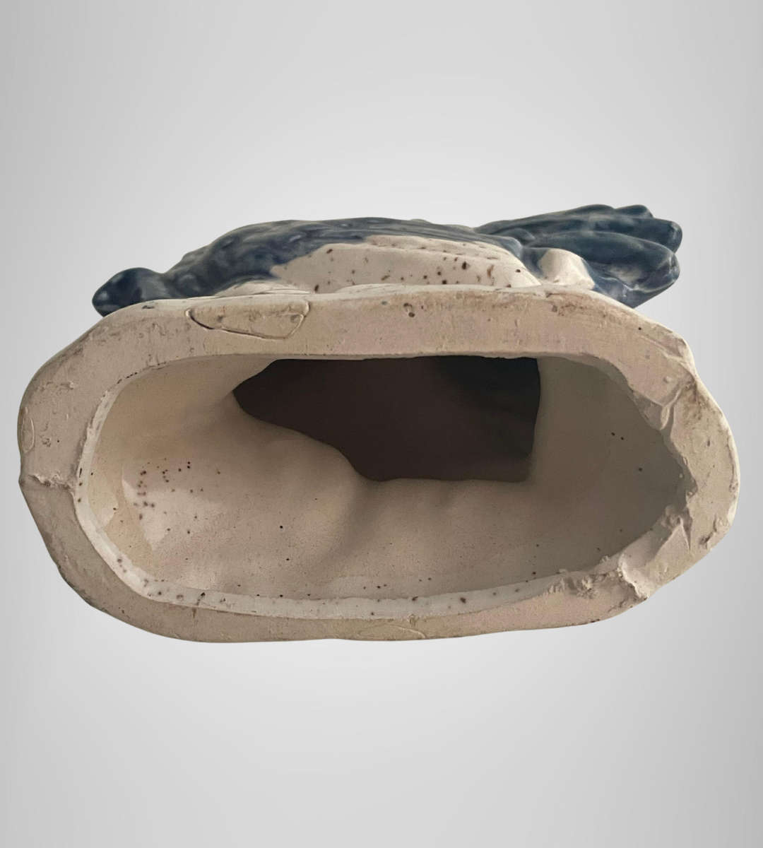 Vintage 1960s Blue & White Ceramic Rooster Ornament  15cm High