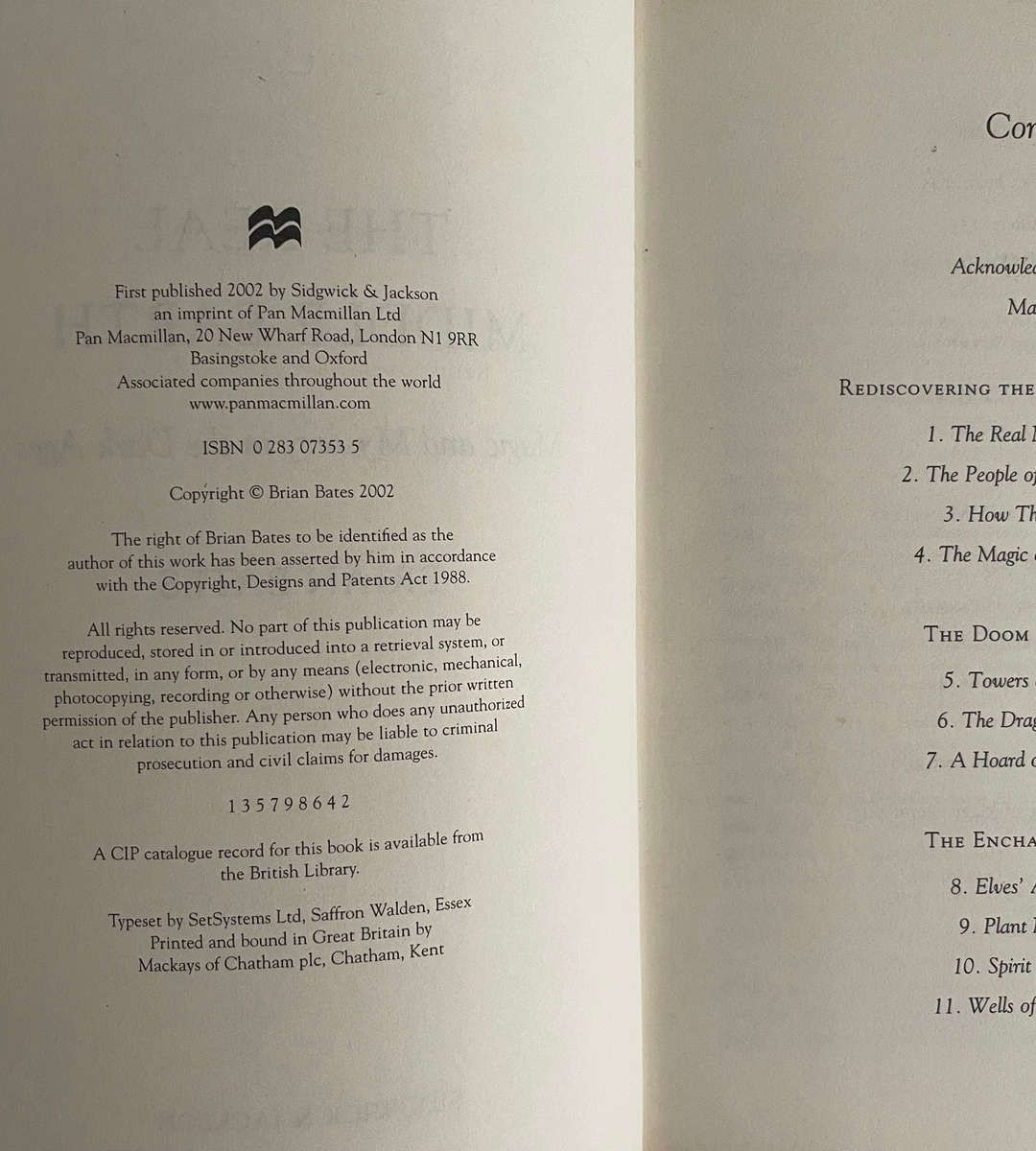 The Real Middle-Earth by Brian Bates  Hardcover  The Magic & Mystery That Inspired Tolkien