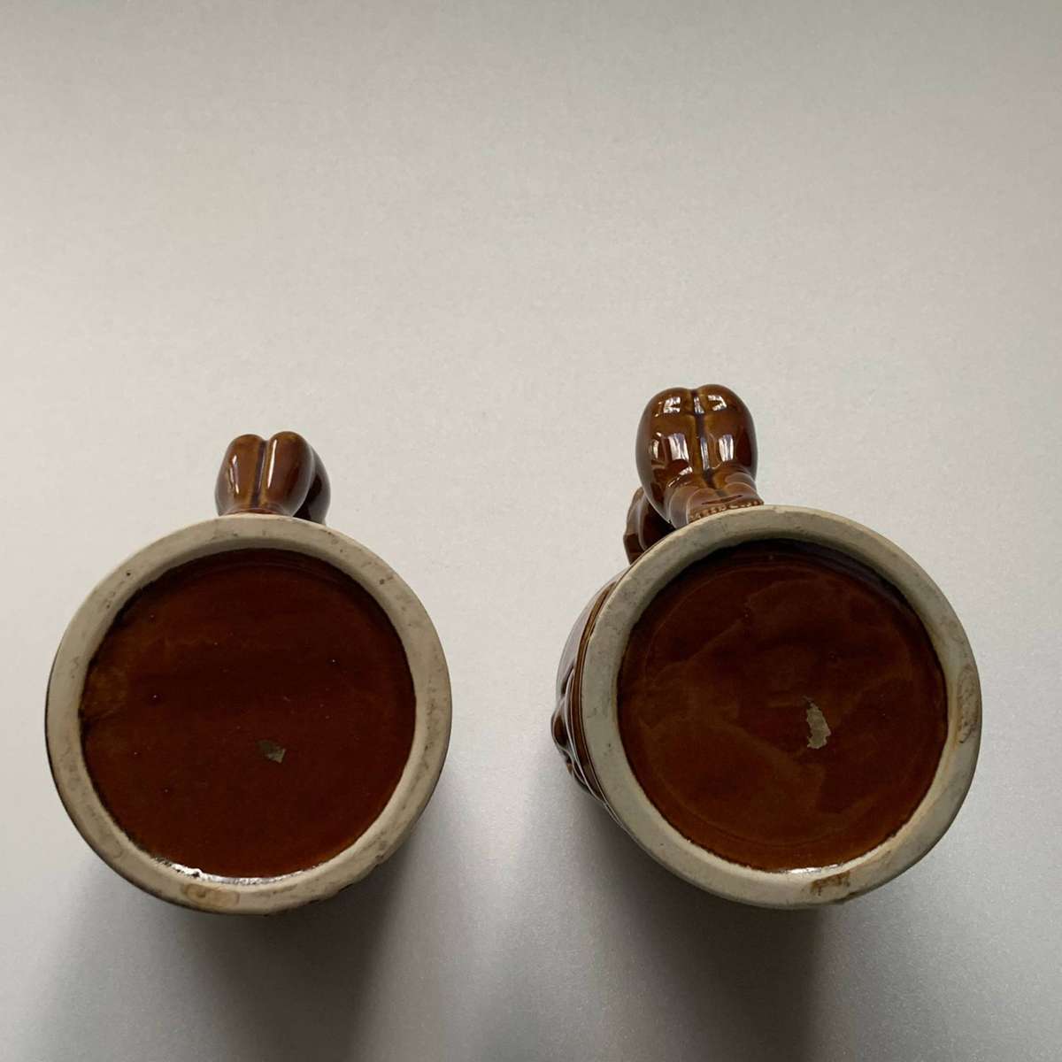 Vintage Treacle-Glazed Nude Lady Mugs (1960s)  Set of 2  Brown Pottery Collectibles