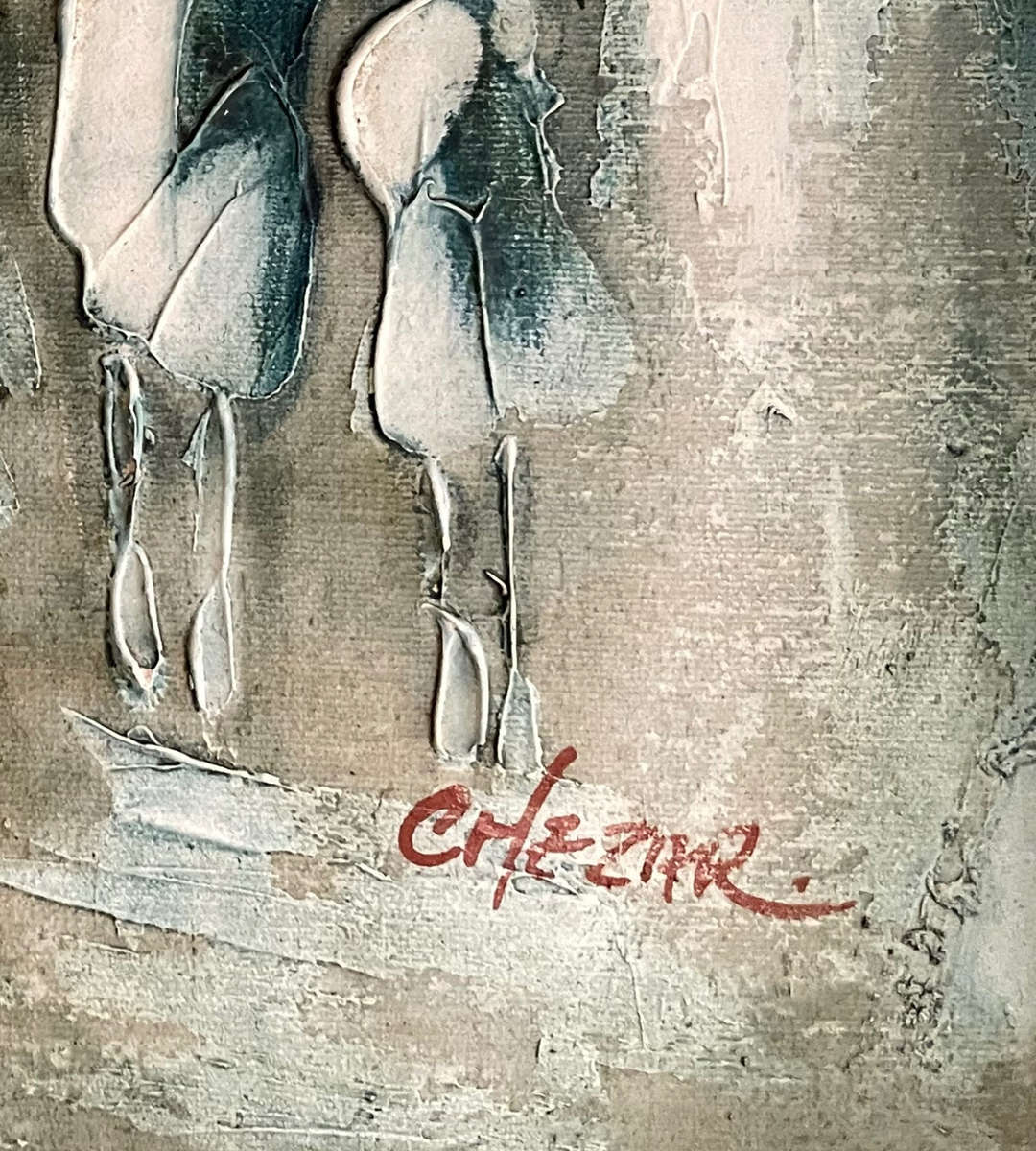 Original Boris Chezar Signed Oil Painting  Montmartre Paris Scene  Textured Art (R495!)