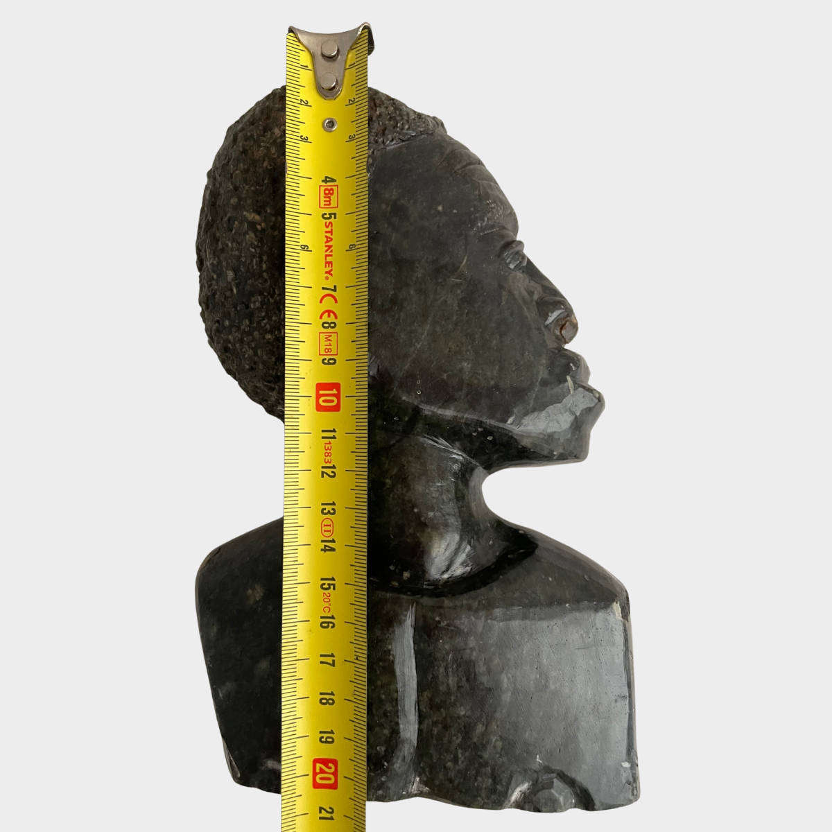 Vintage African Soapstone Bust  21.5 cm  Hand-Carved Male Figure  Heavy yet Slim Design  Ideal B