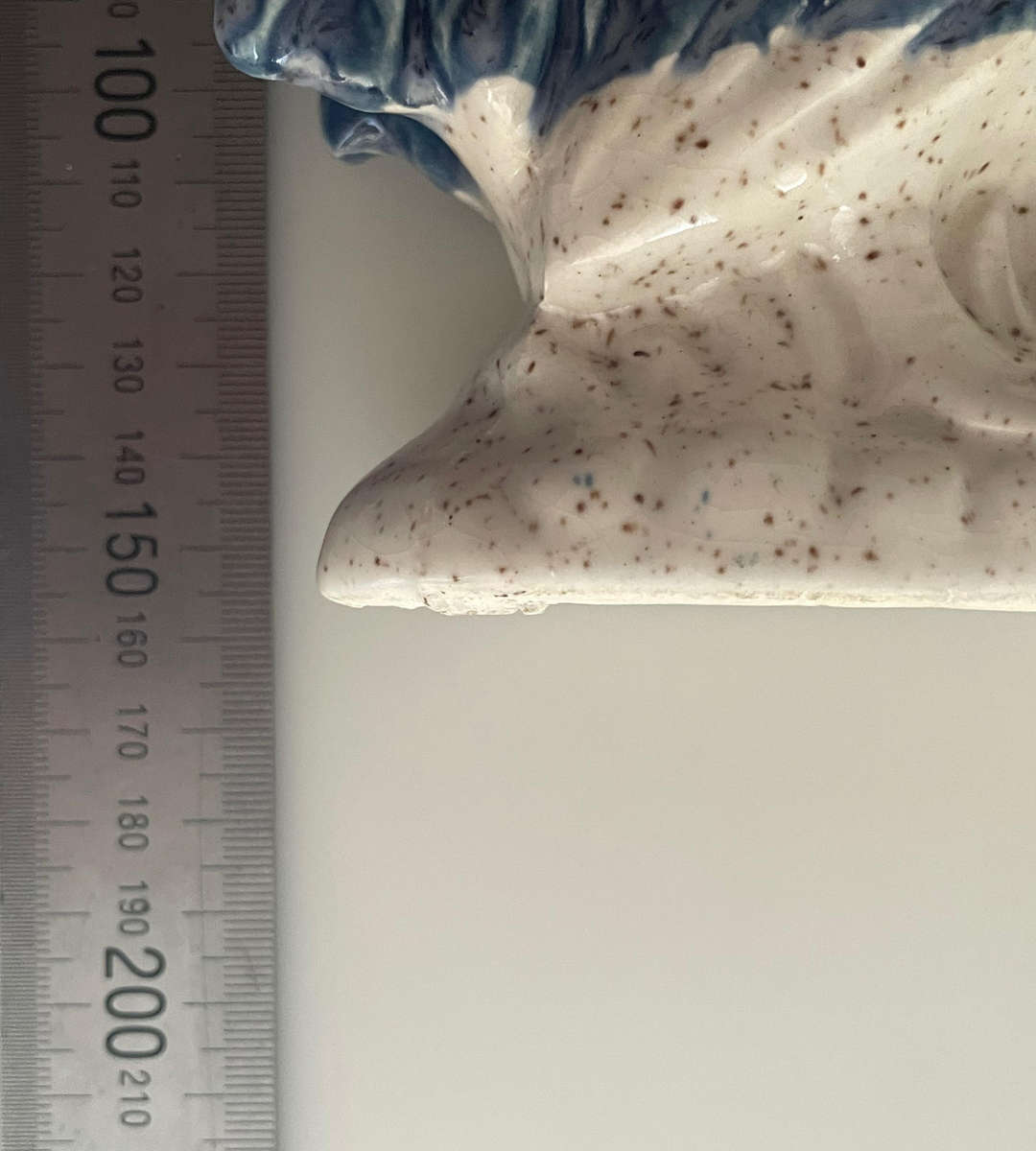 Vintage 1960s Blue & White Ceramic Rooster Ornament  15cm High