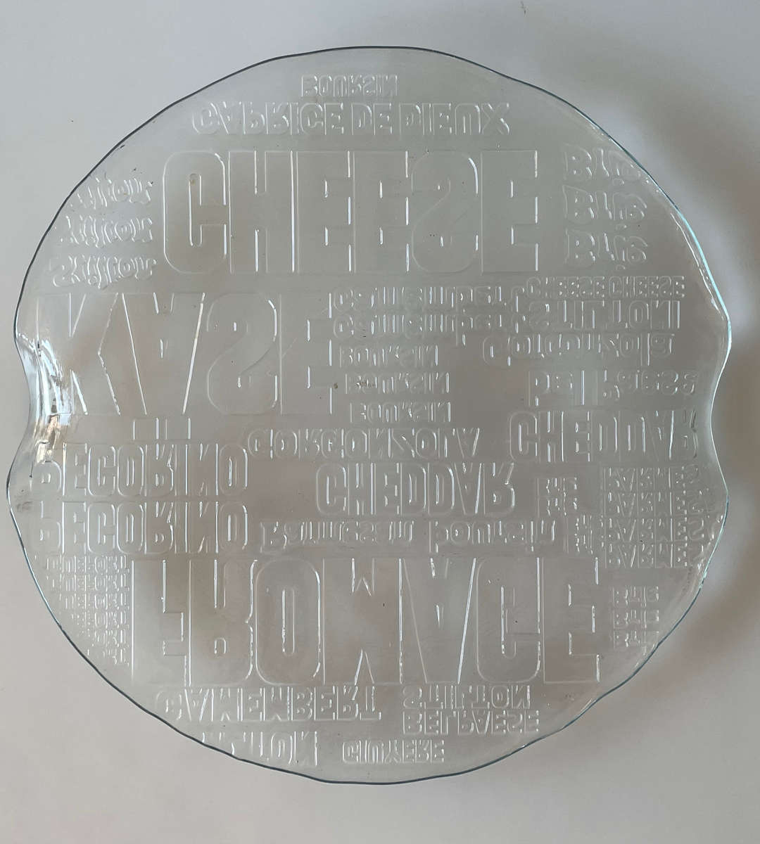 Pair of Vintage Clear Pressed Glass Fromage Cheese Platters | Mid-Century Style | No Chips or Cracks
