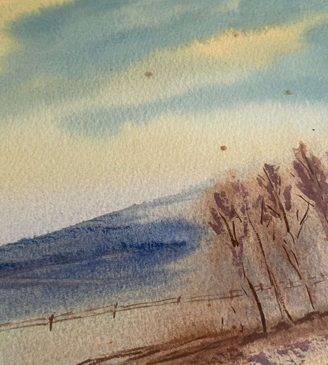 Clive Green 2006 Framed Watercolor Landscape  Signed Artwork  Metal Frame  48cm x 39cm