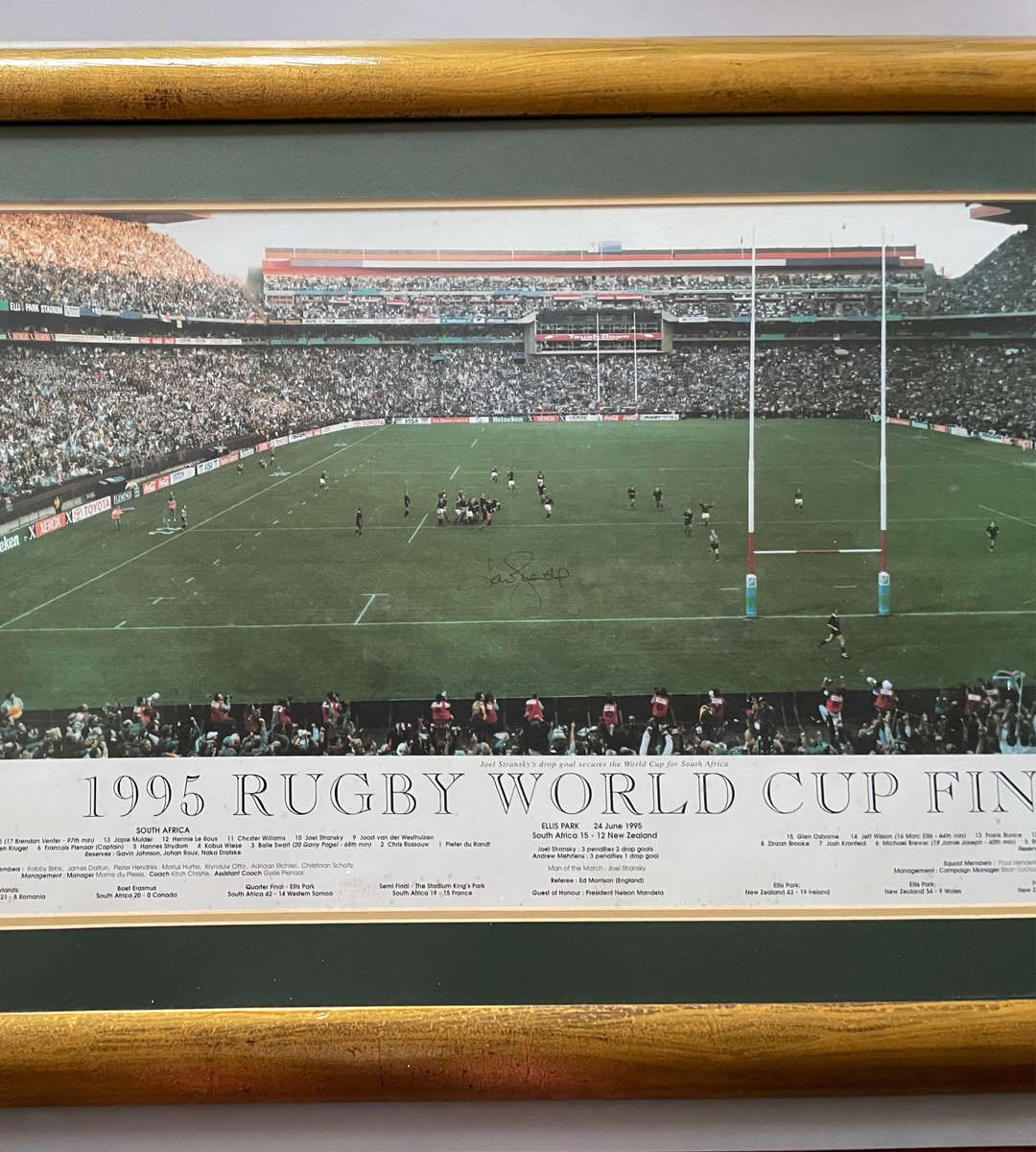 1995 Rugby World Cup Final Signed Photo by Joel Stransky  Framed, Large 117cm x 60cm