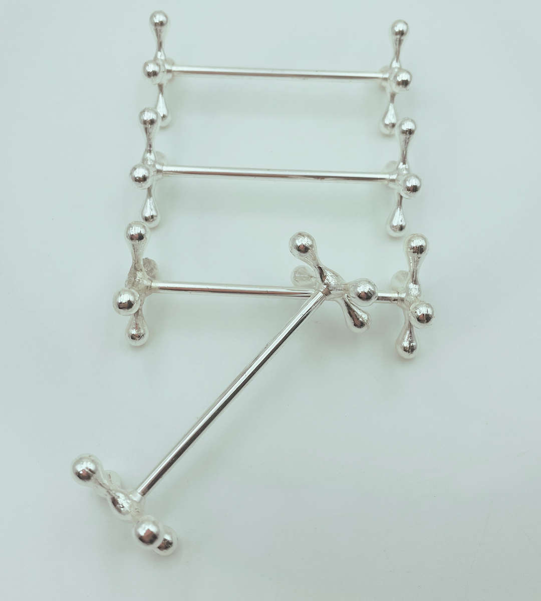 Set of 4 WMF Silver Plated Knife Rests - Art Deco Jacks Shape, 1930s Vintage German