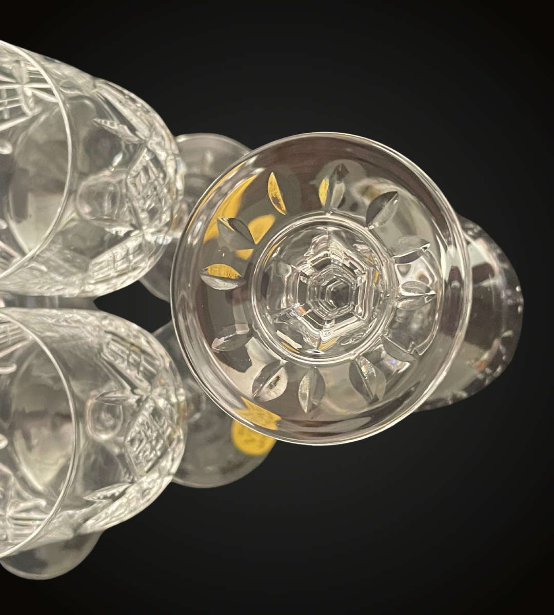 Set of 6 Vintage Vitria Handcut Lead Crystal Wine Glasses  Elegant 14.5cm High Goblets