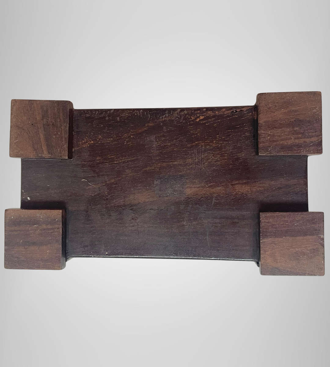 Vintage Zimbabwe Wooden Souvenir Jewelry Box  Carved Great Zimbabwe Walls & Tree, 18cm