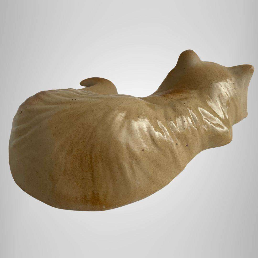 Vintage Art Pottery Stoneware Cat Figurine 25cm