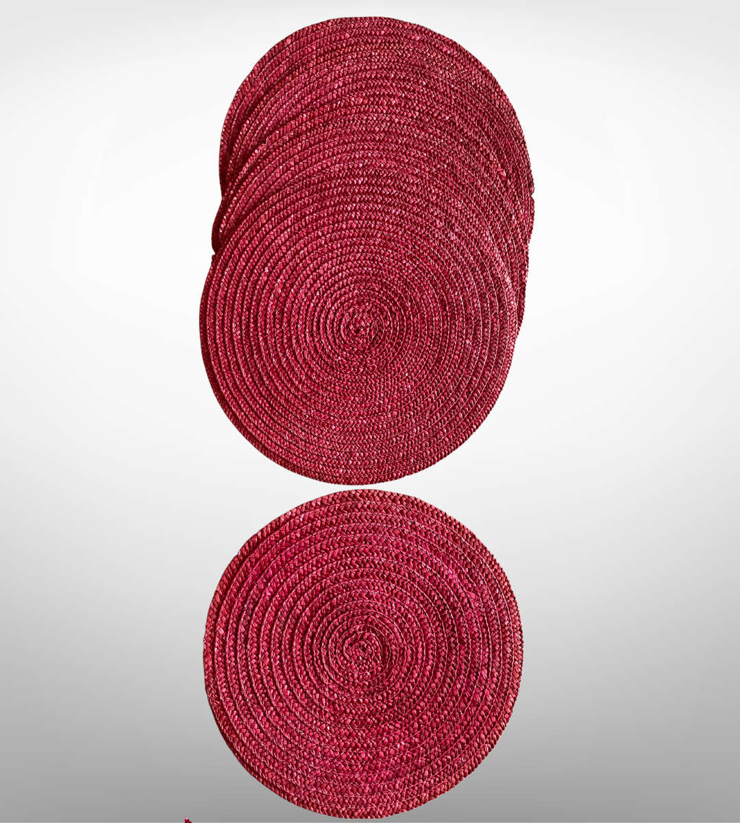 Lot of 29 Round Woven Placemats - 37cm Diameter - Rustic Boho Style