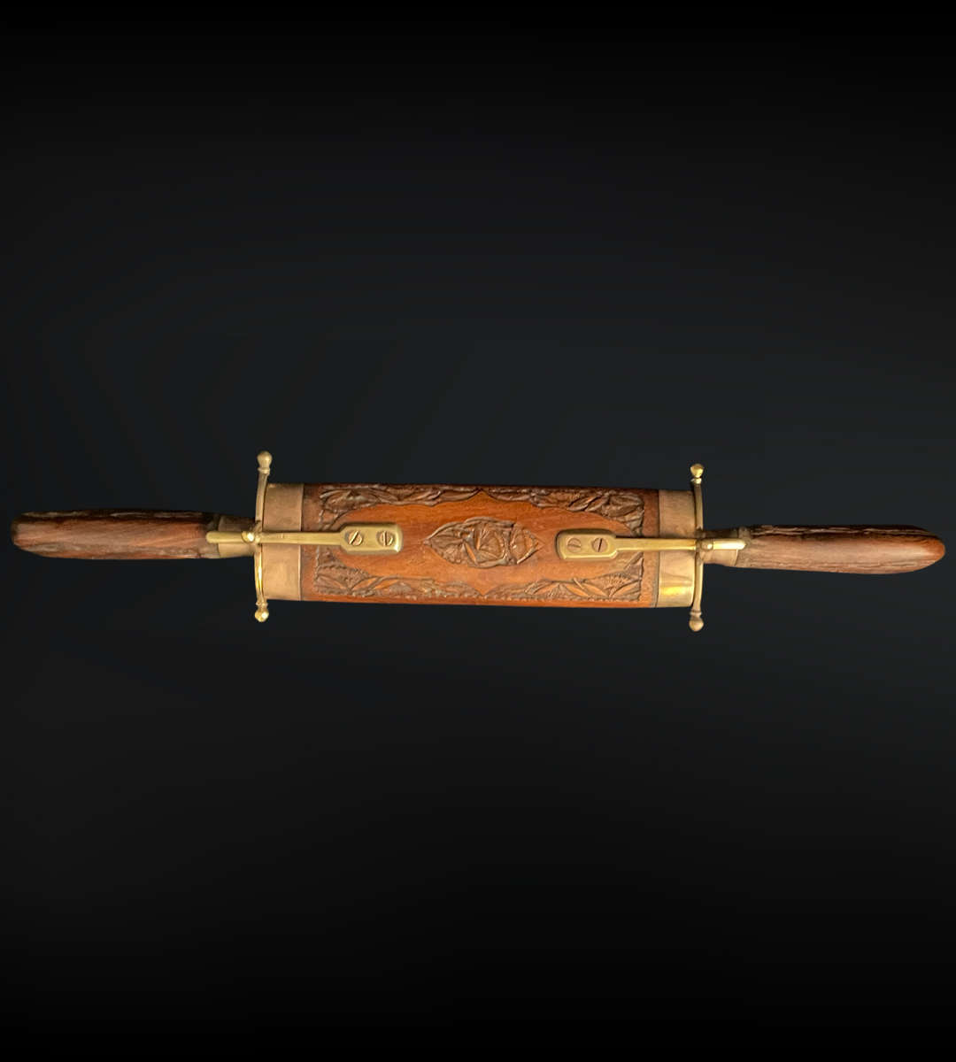 Vintage Indian Large Cased Sheathed Carving Eating Knife & Fork Cutlery Flatware Case