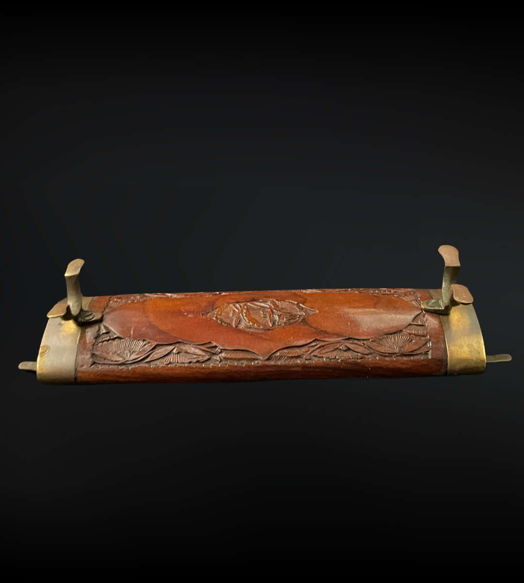 Vintage Indian Large Cased Sheathed Carving Eating Knife & Fork Cutlery Flatware Case