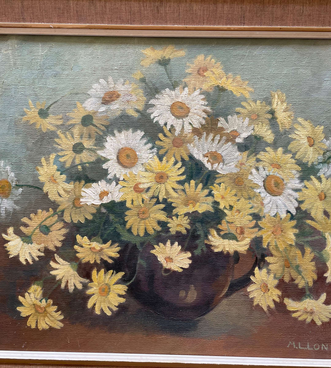 Vintage Still Life Oil Painting by M.L. Long  Framed, 59cm x 70cm