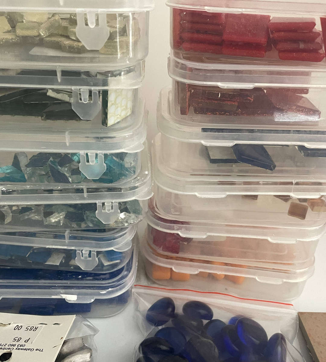 Reserved For Nadine: Lot of Over 12.7kg 70 Mosaic Squares with 12 Holders + Tools & 4 Mosaic Books