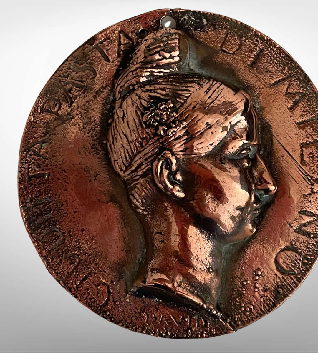 Rare 1828 bronze medallion by David dAngers  featuring Italian soprano Giuditta Pasta. Museum-wort
