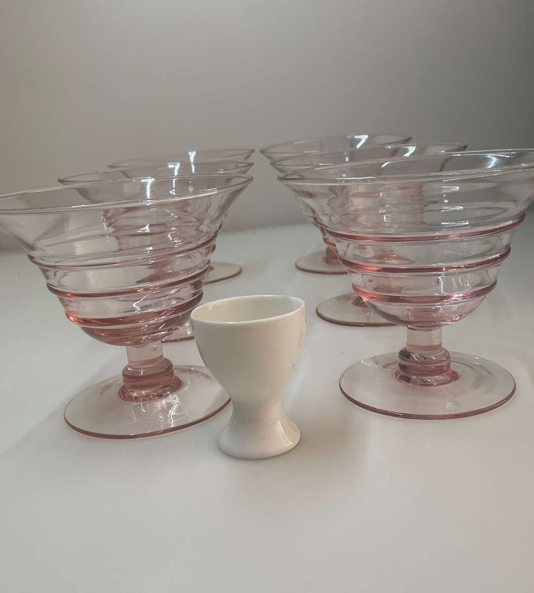 Set of 6 Vintage Pink Dessert Coupe Glasses  Princess House Pastel Parfait