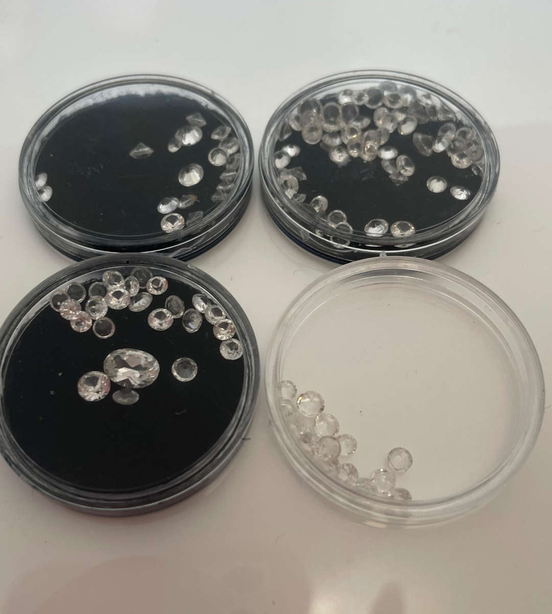 Over 100 Loose Diamond Simulants  Brilliant Cut  Removed from Gold Jewellery