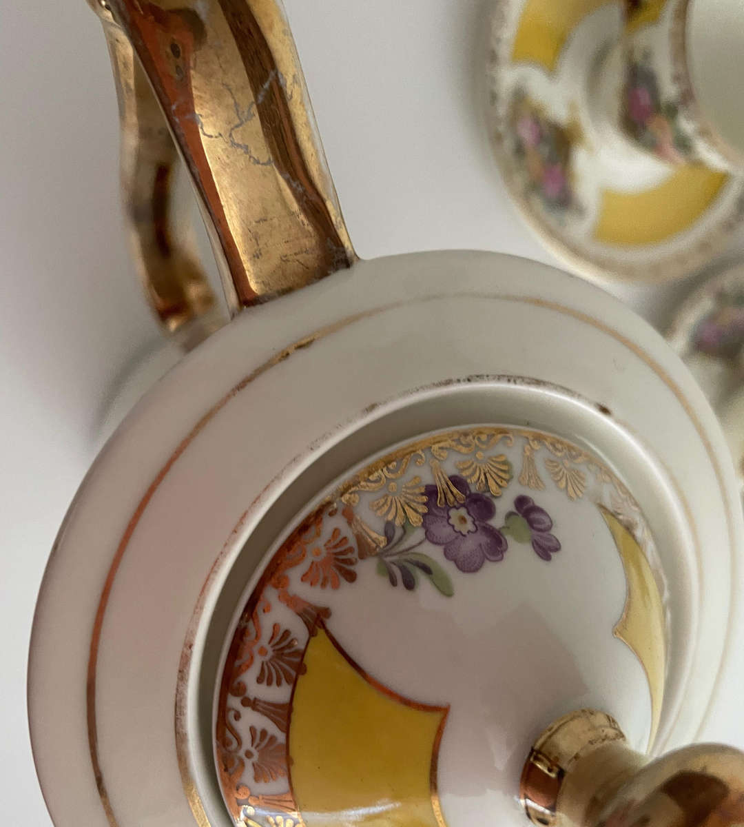 Vintage Protea China 15-Piece Tea Set  Yellow Floral with Gilt Trim