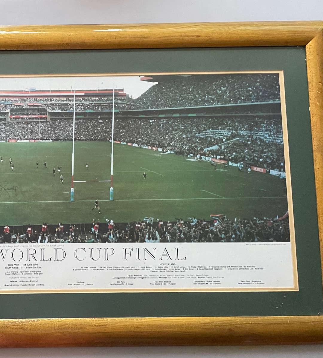 1995 Rugby World Cup Final Signed Photo by Joel Stransky  Framed, Large 117cm x 60cm