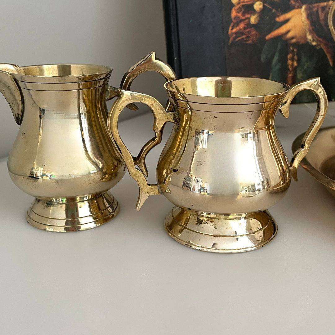 8 Piece Solid Brass Décor Lot with Tray  Approx 1750g