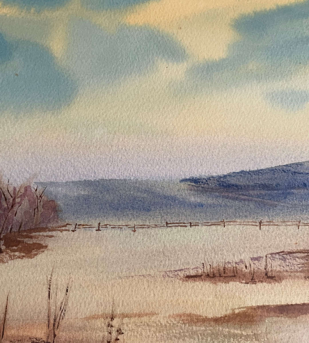 Clive Green 2006 Framed Watercolor Landscape  Signed Artwork  Metal Frame  48cm x 39cm