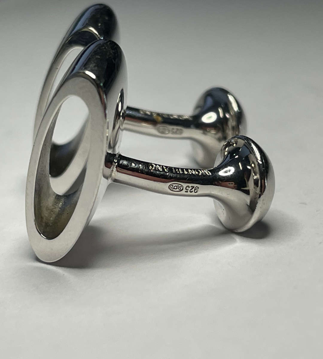 Price Reduced! - Montblanc 925 Sterling Silver Cufflinks  Modern Design, 19.7g, Boxed