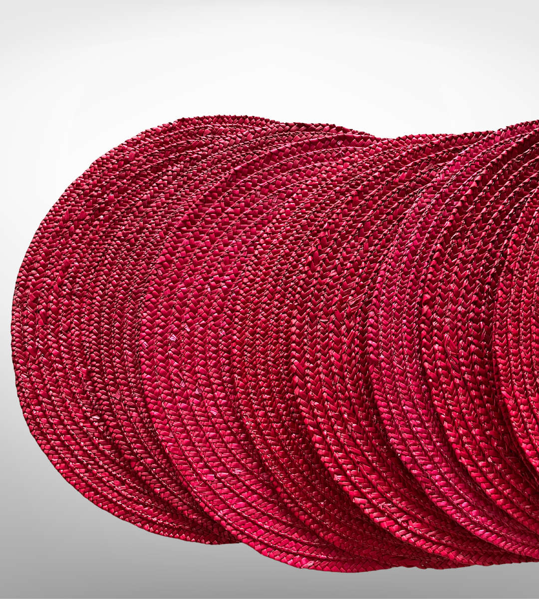 Lot of 29 Round Woven Placemats - 37cm Diameter - Rustic Boho Style