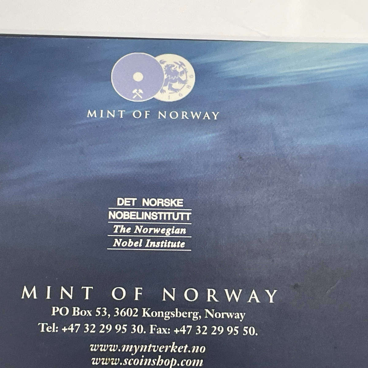 2008 Mint of Norway Nelson Mandela & F.W. De Klerk Commemorative Coin  Brilliant Uncirculated