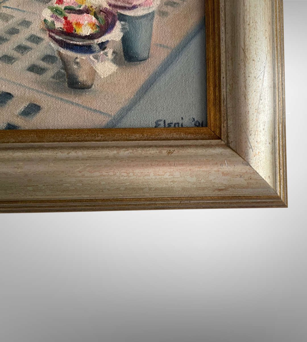 "Flowers by Paula Pryce" - Original Oil Painting by Eleni (2001) | Floral Shop Scene on Stretched