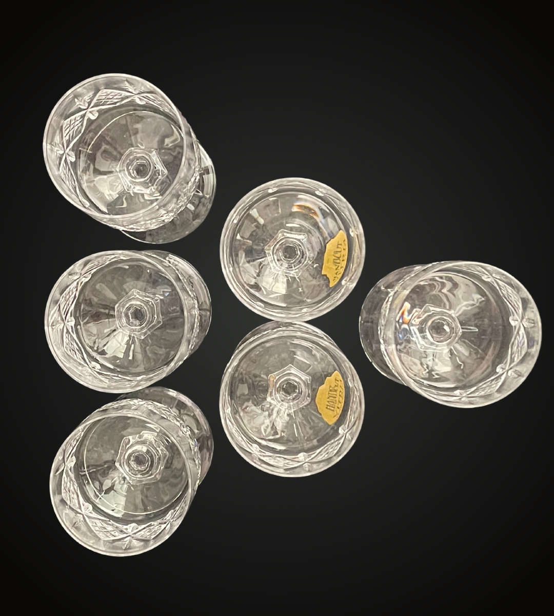 Set of 6 Vintage Vitria Handcut Lead Crystal Wine Glasses  Elegant 14.5cm High Goblets