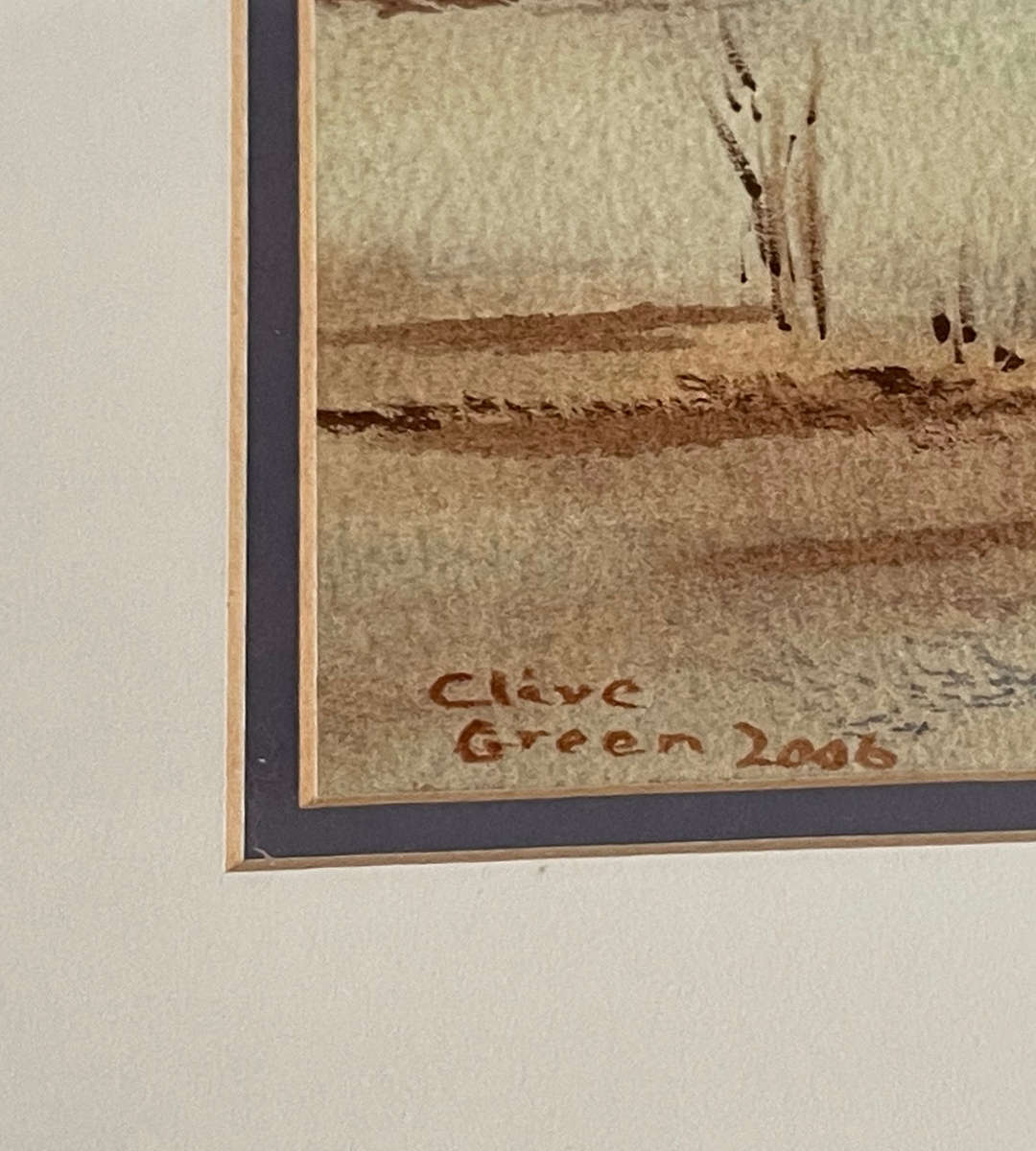 Clive Green 2006 Framed Watercolor Landscape  Signed Artwork  Metal Frame  48cm x 39cm