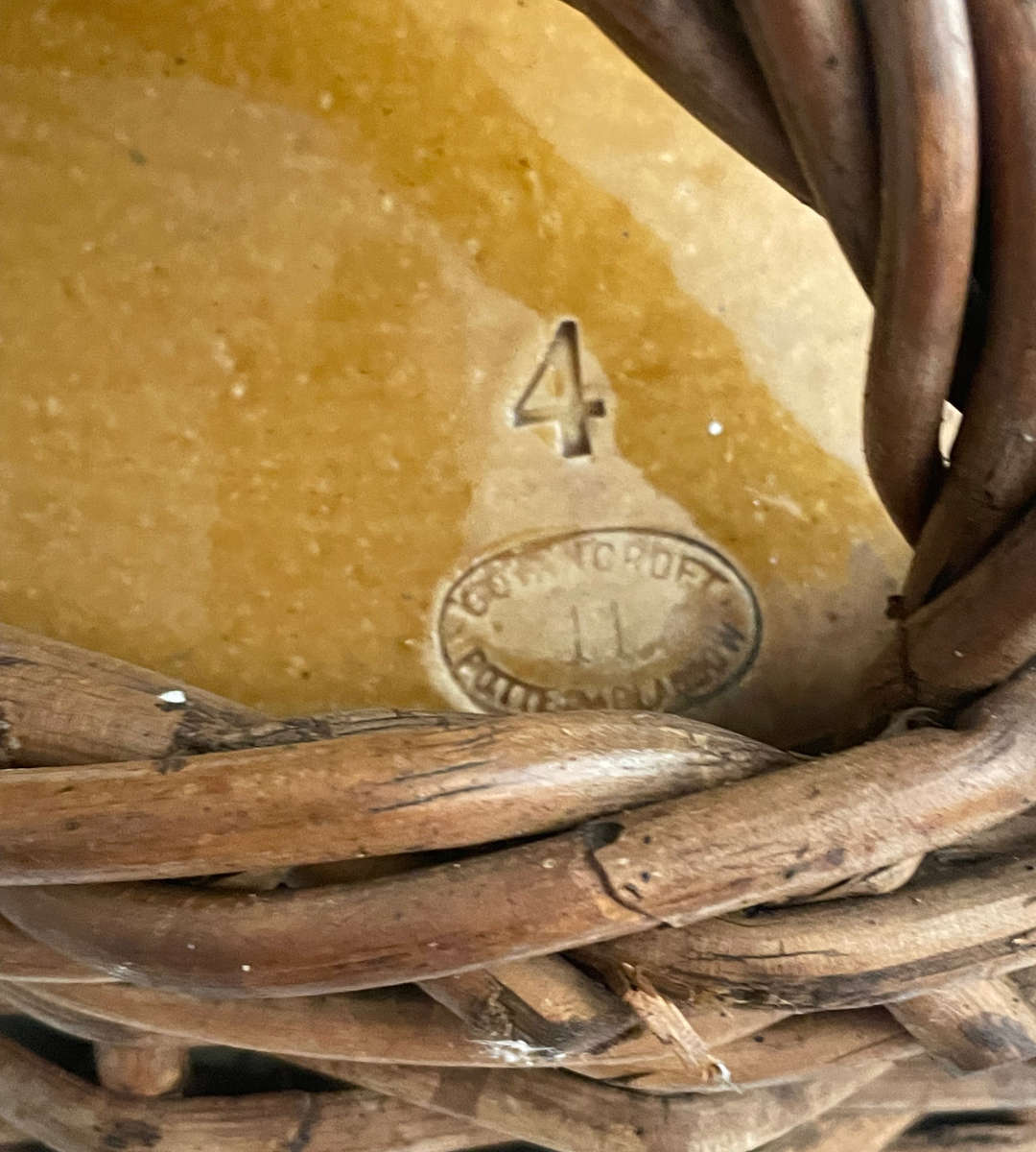 Reduced - Rare 50cm Govancroft Stoneware Bottle in Wicker Basket - M. Vaughan & Co. Ltd, Durban