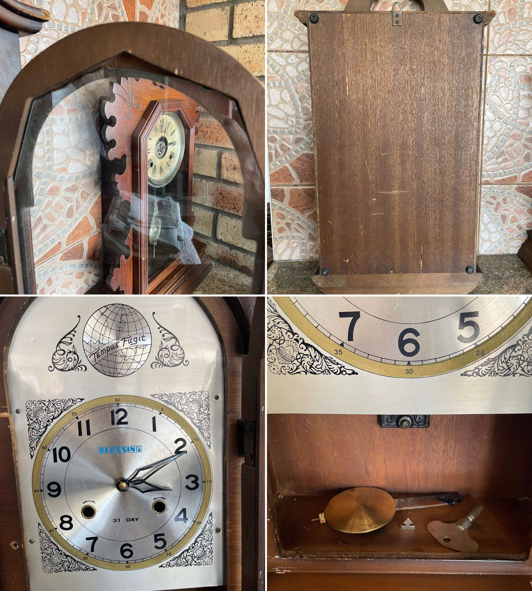 Lot of Antique & Vintage Wall Clocks  Three Star, Blessing, Ansonia (For Restoration)