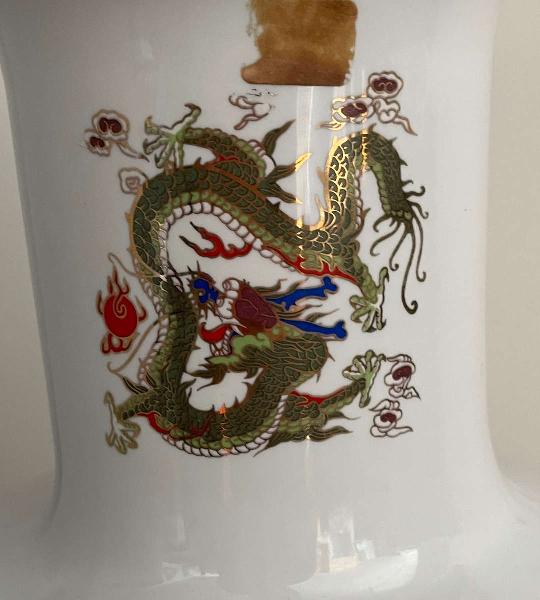 Huge 47cm Chinese Golden Dragon Porcelain Vase  5-Clawed Design