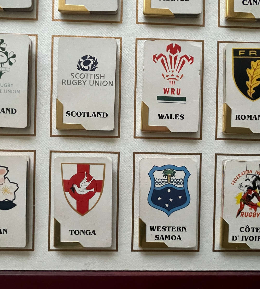Rugby World Cup 1995 Cabinet Frame with Foldable Booklets & Springbok Teaspoons  Rare Collectible!