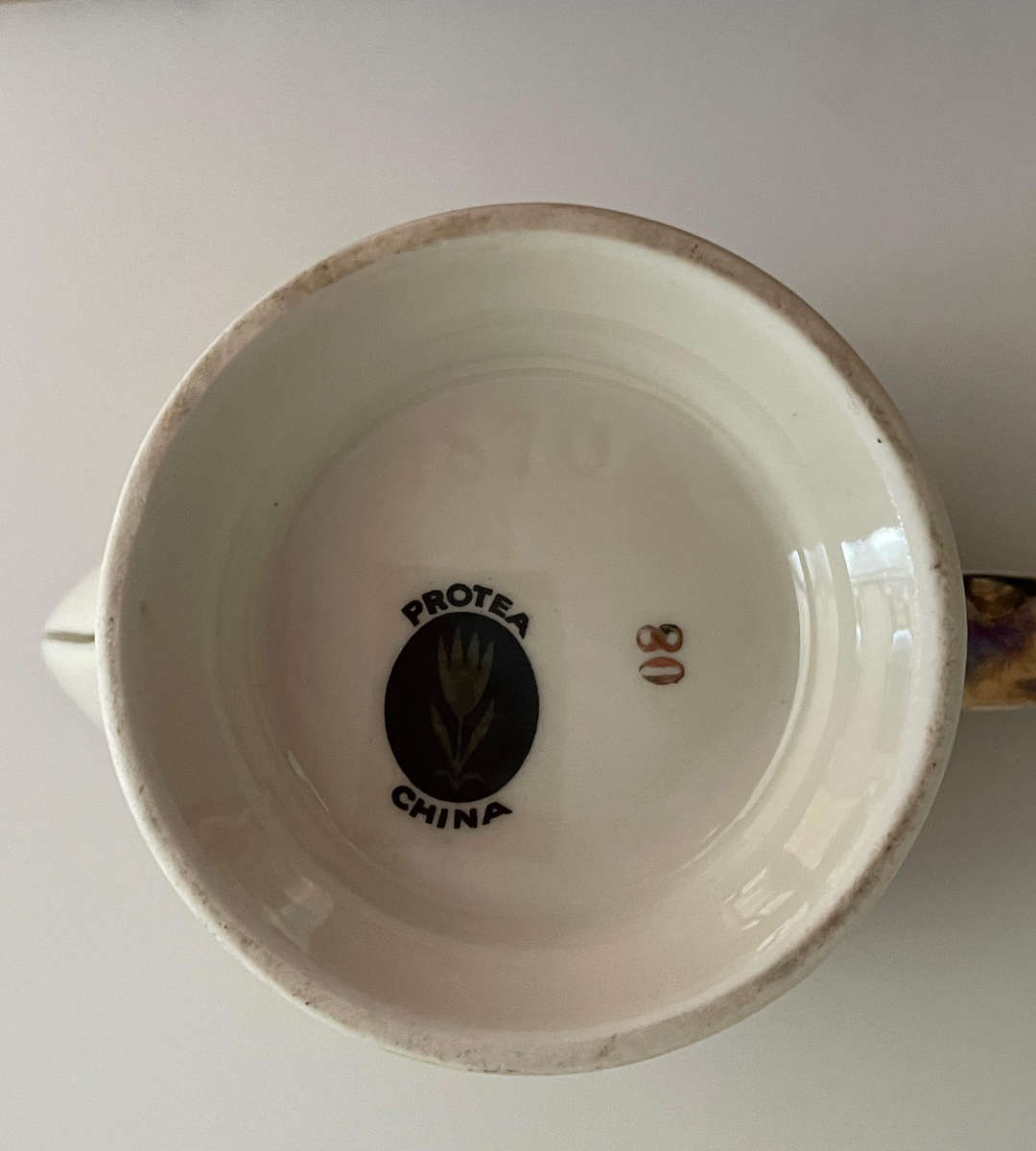 Vintage Protea China 15-Piece Tea Set  Yellow Floral with Gilt Trim