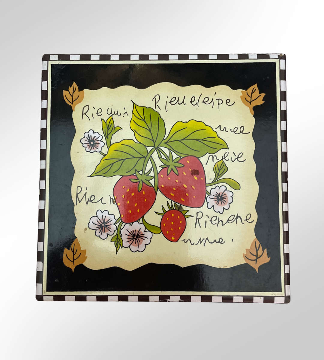 Rustic Farmhouse Kitchen Décor Set - Cast Iron Rooster Trivets, Ceramic Tile, and Squirrel Door Stop