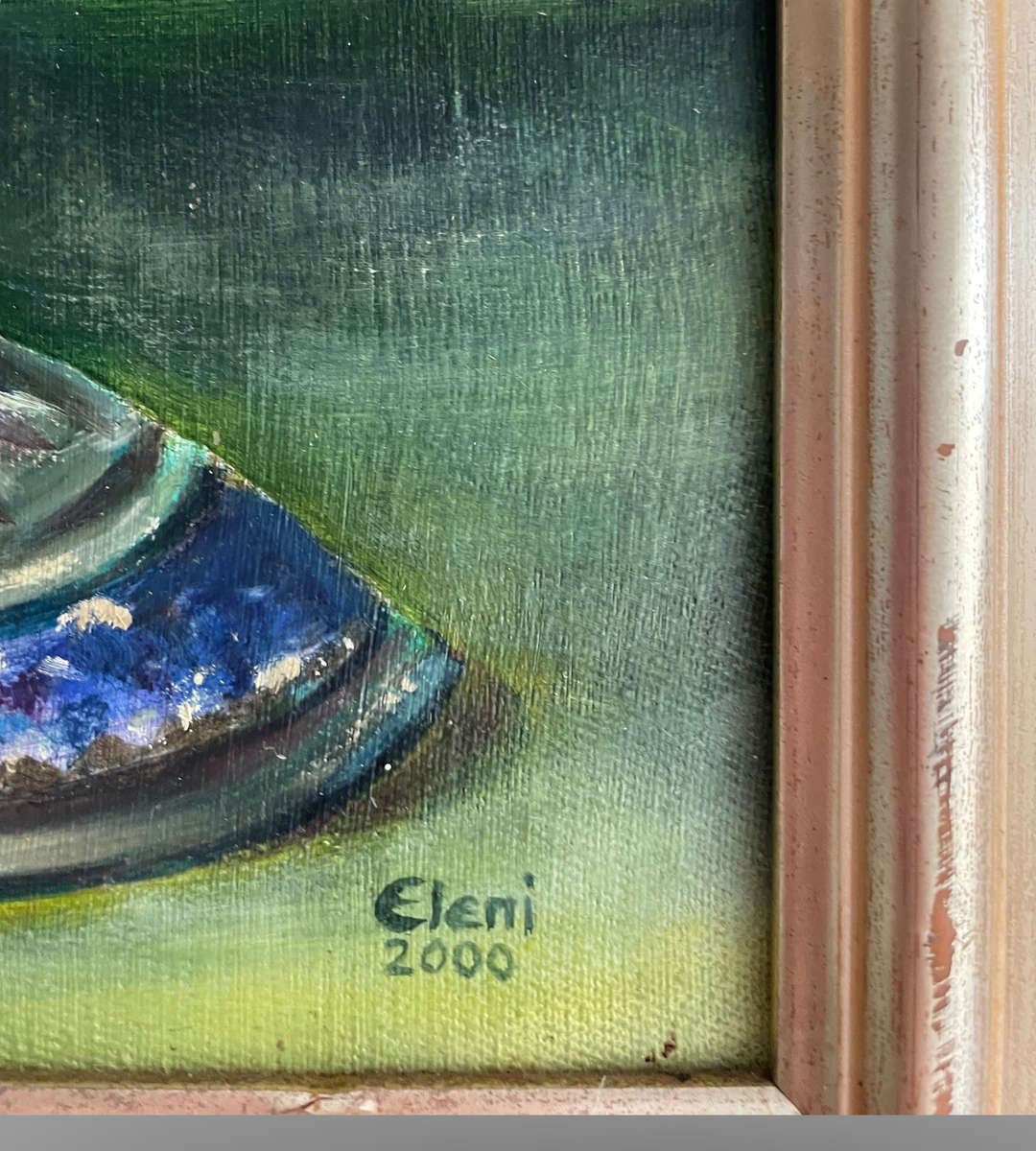 Eleni (2000) 'Cupid's Goblet' Floral Still Life - Oil on Canvas - Framed - 53.5 x 64cm
