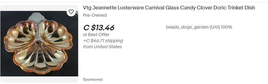 Pair of Vintage 1990s Iridescent Marigold Clover-Shaped Candy/Relish Dishes  3 Division