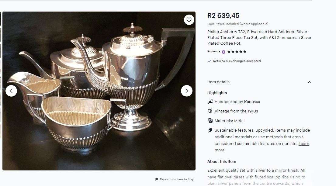 Reduced - Antique Edwardian Silver Plated 4-Piece Tea Set by Philip Ashberry & Sons (c.1900)