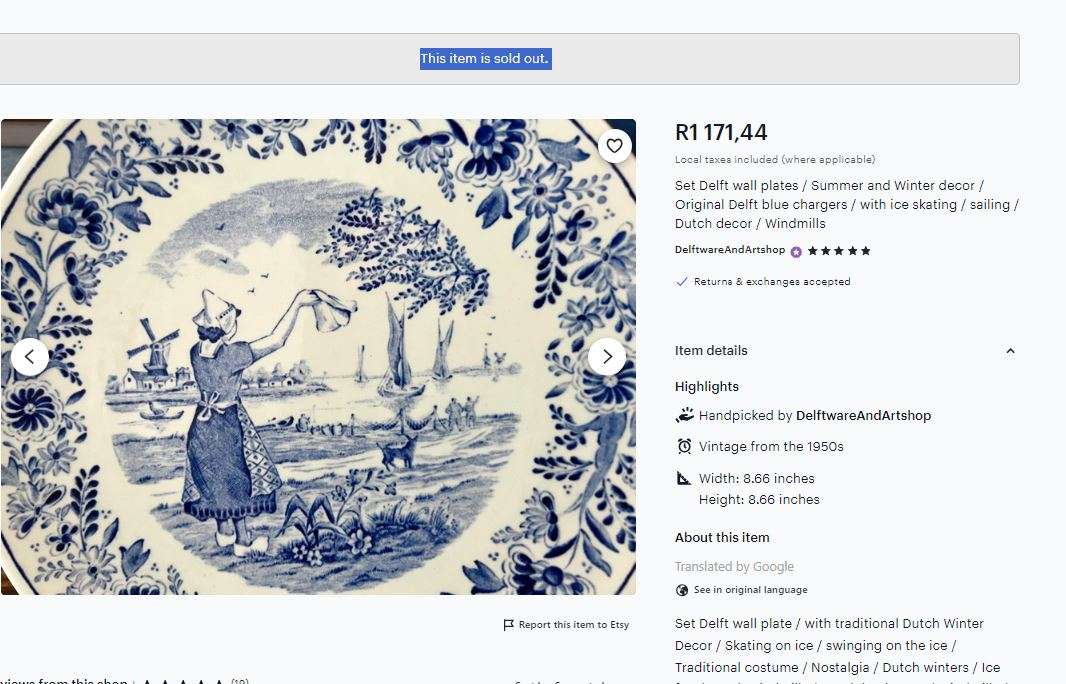 Delfts Blue Royal Sphinx Wall Plate | BOCH Signed Delftware | Vintage Dutch Landscape | Blue & White