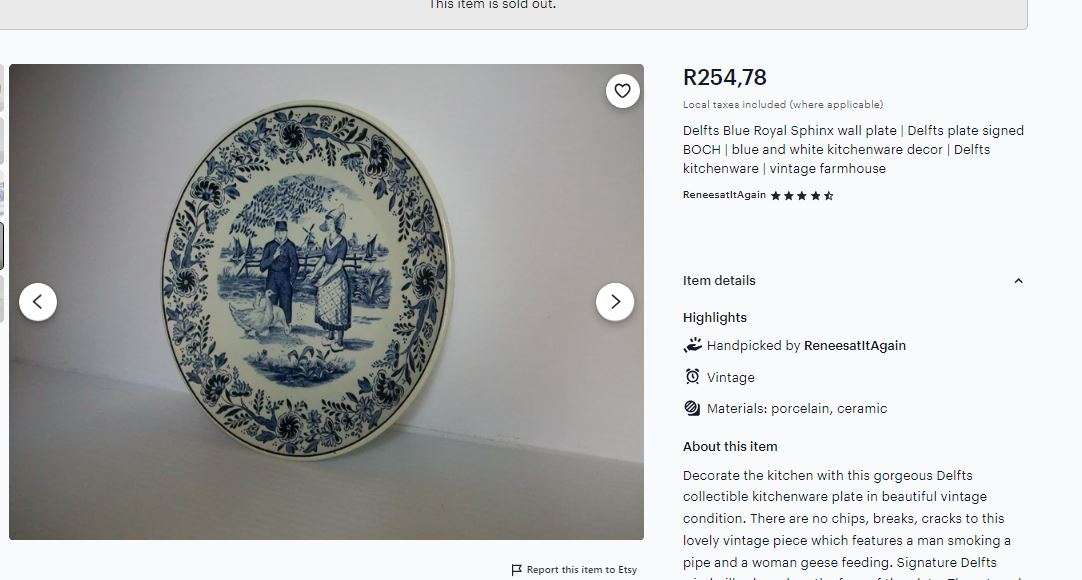 Delfts Blue Royal Sphinx Wall Plate | BOCH Signed Delftware | Vintage Dutch Landscape | Blue & White