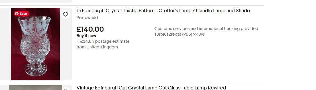 Edinburgh Crystal Hurricane Tea Light Lamp (Crofters Lamp)- Rare Find